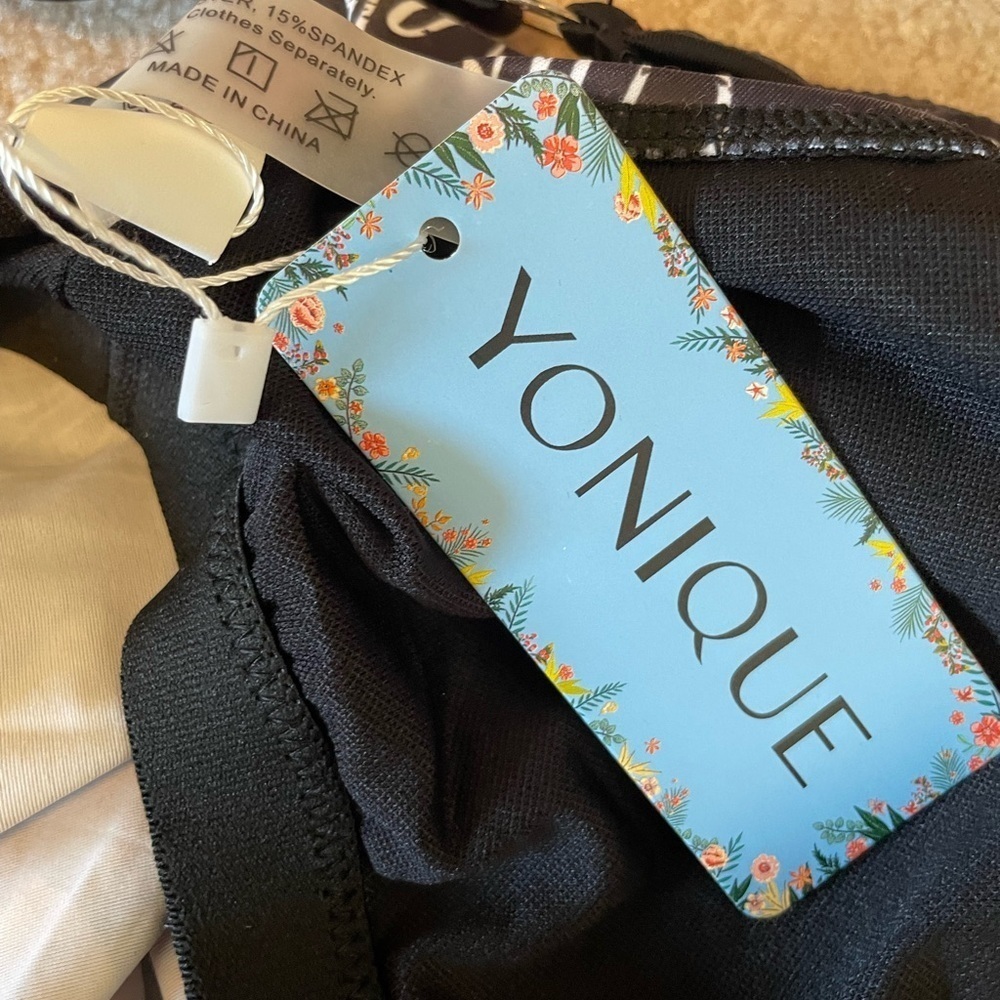 Yonique Pink & Black Floral Tankini Medium - Picture 7 of 10